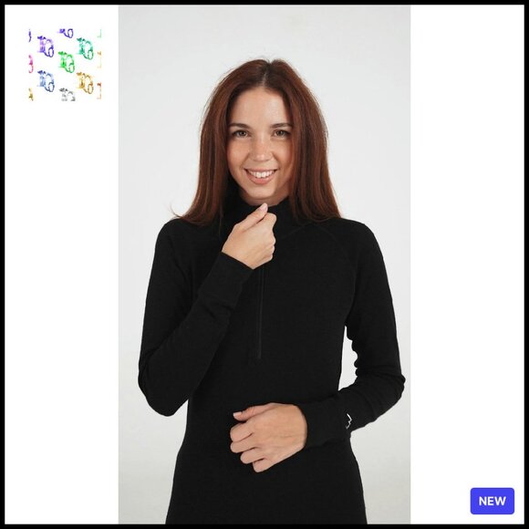 Merino Wool Base Layer Set Zip-Up Thermal Top Bottom Heavyweight - Picture 8 of 8